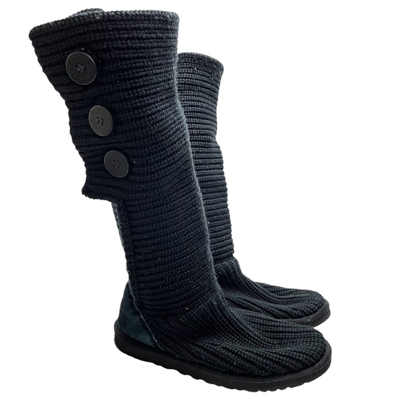 UGG Shoes - UGG AUSTRALIA CARDY Sweater Tall Black Fold Down Boots 5819 Warm Comfy sz 9